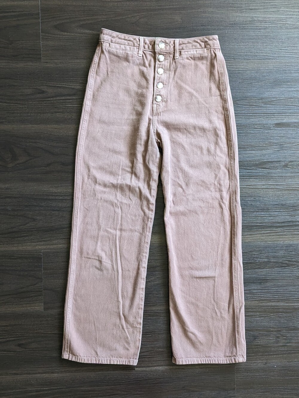 Reformation Lexi High Rise Wide Leg Pants 27 Button Fly Mauve Boho Fall